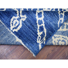 Load image into Gallery viewer, 8&#39;10&quot;x11&#39;5&quot; Navy Blue, Hand Knotted, Soft And Shiny Wool, Natural Dyes, Moroccan Berber With Criss Cross Pattern Oriental Rug FWR429276