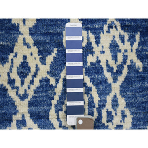 8'10"x11'5" Navy Blue, Hand Knotted, Soft And Shiny Wool, Natural Dyes, Moroccan Berber With Criss Cross Pattern Oriental Rug FWR429276