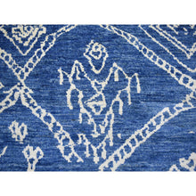 Load image into Gallery viewer, 8&#39;10&quot;x11&#39;5&quot; Navy Blue, Hand Knotted, Soft And Shiny Wool, Natural Dyes, Moroccan Berber With Criss Cross Pattern Oriental Rug FWR429276