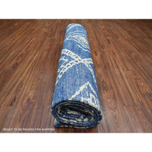 Load image into Gallery viewer, 8&#39;10&quot;x11&#39;5&quot; Navy Blue, Hand Knotted, Soft And Shiny Wool, Natural Dyes, Moroccan Berber With Criss Cross Pattern Oriental Rug FWR429276