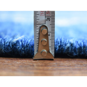 8'10"x11'5" Navy Blue, Hand Knotted, Soft And Shiny Wool, Natural Dyes, Moroccan Berber With Criss Cross Pattern Oriental Rug FWR429276