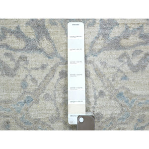 3'9"x6' Ivory Pure Wool Natural Dyes Hand Knotted, Stone Wash Peshawar Oriental Rug FWR429396