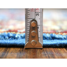 Load image into Gallery viewer, 2&#39;1&quot;x2&#39;10&quot; Denim Blue, Densely Woven Pure Wool Hand Knotted, Caucasian Super Kazak With Geometric Design Natural Dyes, Mat Oriental Rug FWR429516
