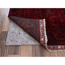 Load image into Gallery viewer, 2&#39;7&quot;x3&#39;10&quot; Carmine Red, Hand Knotted, Afghan Khamyab With Geometric Medallions Design, Soft Wool, Vegetable Dyes, Mat, Sample, Oriental Rug FWR4290
