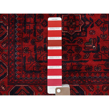 Load image into Gallery viewer, 2&#39;7&quot;x3&#39;10&quot; Carmine Red, Hand Knotted, Afghan Khamyab With Geometric Medallions Design, Soft Wool, Vegetable Dyes, Mat, Sample, Oriental Rug FWR4290