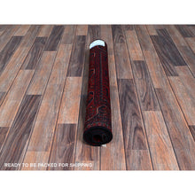 Load image into Gallery viewer, 2&#39;7&quot;x3&#39;10&quot; Carmine Red, Hand Knotted, Afghan Khamyab With Geometric Medallions Design, Soft Wool, Vegetable Dyes, Mat, Sample, Oriental Rug FWR4290