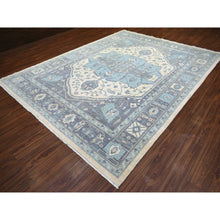Load image into Gallery viewer, 9&#39;1&quot;x11&#39;9&quot; Ivory, Hand Knotted Fine Peshawar With Heriz Serapi Design, Densely Woven Afghan Wool, Oriental Rug FWR429714