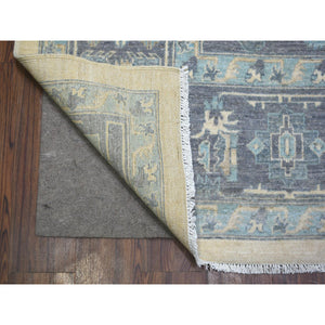 9'1"x11'9" Ivory, Hand Knotted Fine Peshawar With Heriz Serapi Design, Densely Woven Afghan Wool, Oriental Rug FWR429714