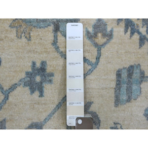 9'1"x11'9" Ivory, Hand Knotted Fine Peshawar With Heriz Serapi Design, Densely Woven Afghan Wool, Oriental Rug FWR429714