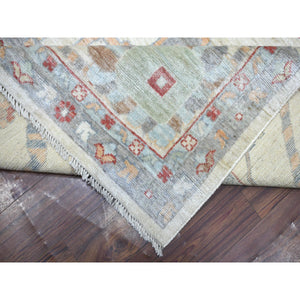 11'9"x15'9" Ivory, Afghan Angora Oushak with All Over Design Natural Dyes, Hand Knotted Pure Wool, Oversized Oriental Rug FWR429768