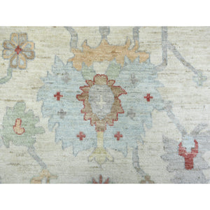 11'9"x15'9" Ivory, Afghan Angora Oushak with All Over Design Natural Dyes, Hand Knotted Pure Wool, Oversized Oriental Rug FWR429768