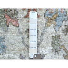 Load image into Gallery viewer, 2&#39;8&quot;x11&#39;8&quot; Ivory Colorful Leaf Design Natural Dyes, Afghan Wool Hand Knotted Angora Oushak Runner Oriental Rug FWR429786