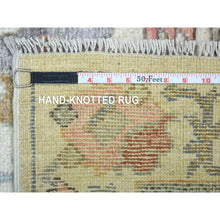 Load image into Gallery viewer, 2&#39;8&quot;x11&#39;8&quot; Ivory Colorful Leaf Design Natural Dyes, Afghan Wool Hand Knotted Angora Oushak Runner Oriental Rug FWR429786