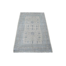 Load image into Gallery viewer, 3&#39;1&quot;x4&#39;10&quot; Ivory Natural Dyes White Wash Peshawar, Pure Wool Pomegranate Design Hand Knotted, Oriental Rug FWR429804