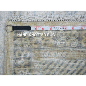 3'1"x4'10" Ivory Natural Dyes White Wash Peshawar, Pure Wool Pomegranate Design Hand Knotted, Oriental Rug FWR429804