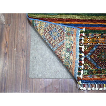 Load image into Gallery viewer, 2&#39;x3&#39;2&quot; Colorful, Hand Knotted Afghan Super Kazak With Khorjin Design, Natural Dyes Densely Woven Ghazni Wool, Mat Oriental Rug FWR429984