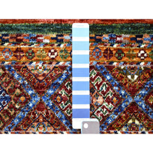 Load image into Gallery viewer, 2&#39;x3&#39;2&quot; Colorful, Hand Knotted Afghan Super Kazak with Khorjin Design, Natural Dyes Densely Woven Ghazni Wool, Mat Oriental Rug FWR429984