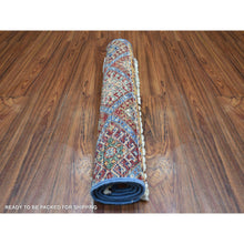 Load image into Gallery viewer, 2&#39;x3&#39;2&quot; Colorful, Hand Knotted Afghan Super Kazak with Khorjin Design, Natural Dyes Densely Woven Ghazni Wool, Mat Oriental Rug FWR429984