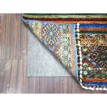 Load image into Gallery viewer, 2&#39;x3&#39;2&quot; Colorful, Hand Knotted Afghan Super Kazak with Khorjin Design, Natural Dyes Densely Woven Ghazni Wool, Mat Oriental Rug FWR430008