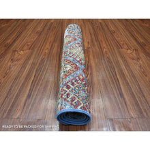 Load image into Gallery viewer, 2&#39;x3&#39;2&quot; Colorful, Hand Knotted Afghan Super Kazak with Khorjin Design, Natural Dyes Densely Woven Ghazni Wool, Mat Oriental Rug FWR430008