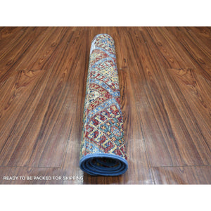 2'x3'2" Colorful, Hand Knotted Afghan Super Kazak with Khorjin Design, Natural Dyes Densely Woven Ghazni Wool, Mat Oriental Rug FWR430008
