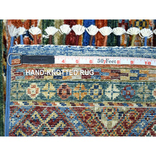 Load image into Gallery viewer, 2&#39;x3&#39;2&quot; Colorful, Hand Knotted Afghan Super Kazak With Khorjin Design, Natural Dyes Densely Woven Ghazni Wool, Mat Oriental Rug FWR430008