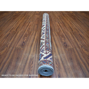 5'x6'8" Blue, Densely Woven Ghazni Wool Hand Knotted, Afghan Super Kazak Natural Dyes, Oriental Rug FWR430104