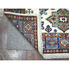 Load image into Gallery viewer, 4&#39;1&quot;x5&#39;8&quot; Ivory, Densely Woven Pure Wool Hand Knotted, Caucasian Super Kazak Natural Dyes, Oriental Rug FWR430122
