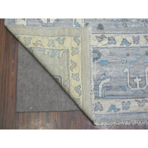 8'2"x9'10" Light Gray Angora Oushak Willow And Cypress Tree Design Natural Dyes, Afghan Wool Hand Knotted Oriental Rug FWR430248