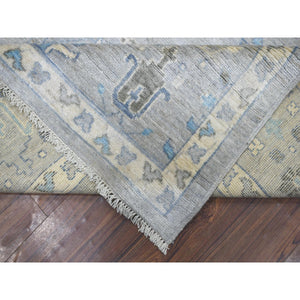8'2"x9'10" Light Gray Angora Oushak Willow And Cypress Tree Design Natural Dyes, Afghan Wool Hand Knotted Oriental Rug FWR430248