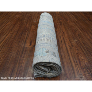 8'2"x9'10" Light Gray Angora Oushak Willow And Cypress Tree Design Natural Dyes, Afghan Wool Hand Knotted Oriental Rug FWR430248