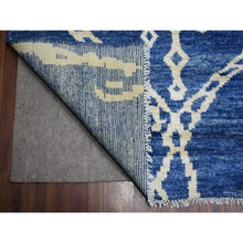 Load image into Gallery viewer, 12&#39;3&quot;x14&#39;3&quot; Denim Blue Hand Knotted, Soft and Shiny Wool, Moroccan Berber with Criss Cross Pattern, Natural Dyes, Oriental Rug FWR430284
