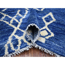 Load image into Gallery viewer, 12&#39;3&quot;x14&#39;3&quot; Denim Blue Hand Knotted, Soft and Shiny Wool, Moroccan Berber with Criss Cross Pattern, Natural Dyes, Oriental Rug FWR430284