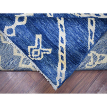 Load image into Gallery viewer, 12&#39;3&quot;x14&#39;3&quot; Denim Blue Hand Knotted, Soft and Shiny Wool, Moroccan Berber with Criss Cross Pattern, Natural Dyes, Oriental Rug FWR430284