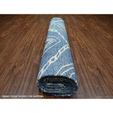 Load image into Gallery viewer, 12&#39;3&quot;x14&#39;3&quot; Denim Blue Hand Knotted, Soft And Shiny Wool, Moroccan Berber With Criss Cross Pattern, Natural Dyes, Oriental Rug FWR430284