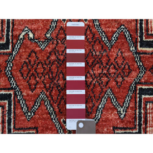 5'10"x8'10" Red Peshawar with Intricate Geometric Motifs , Pop Of Color Pure Wool Hand Knotted Oriental Rug FWR430374