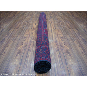 5'6"x7'8" Deep And Saturated Red, Hand Knotted Afghan Khamyab With Geometric Medallions Design, Soft Wool, Oriental Rug FWR430638