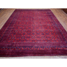 Load image into Gallery viewer, 9&#39;10&quot;x12&#39;6&quot; Deep And Saturated Red, Afghan Khamyab With Geometric Design, Pure Wool Hand Knotted, Oriental Rug FWR430668