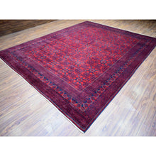 Load image into Gallery viewer, 9&#39;10&quot;x12&#39;6&quot; Deep And Saturated Red, Afghan Khamyab With Geometric Design, Pure Wool Hand Knotted, Oriental Rug FWR430668