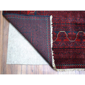 9'10"x12'6" Deep And Saturated Red, Afghan Khamyab With Geometric Design, Pure Wool Hand Knotted, Oriental Rug FWR430668