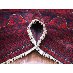 9'10"x12'6" Deep And Saturated Red, Afghan Khamyab With Geometric Design, Pure Wool Hand Knotted, Oriental Rug FWR430668