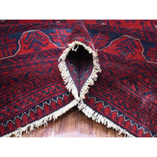 Load image into Gallery viewer, 9&#39;10&quot;x12&#39;6&quot; Deep And Saturated Red, Afghan Khamyab With Geometric Design, Pure Wool Hand Knotted, Oriental Rug FWR430668