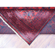 Load image into Gallery viewer, 9&#39;10&quot;x12&#39;6&quot; Deep And Saturated Red, Afghan Khamyab With Geometric Design, Pure Wool Hand Knotted, Oriental Rug FWR430668