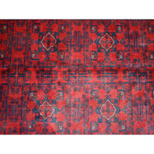 Load image into Gallery viewer, 9&#39;10&quot;x12&#39;6&quot; Deep And Saturated Red, Afghan Khamyab With Geometric Design, Pure Wool Hand Knotted, Oriental Rug FWR430668