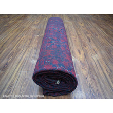 Load image into Gallery viewer, 9&#39;10&quot;x12&#39;6&quot; Deep And Saturated Red, Afghan Khamyab With Geometric Design, Pure Wool Hand Knotted, Oriental Rug FWR430668