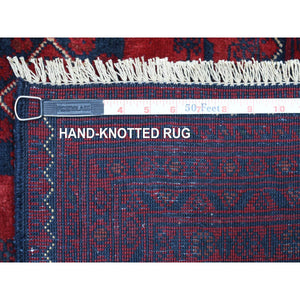 9'10"x12'6" Deep And Saturated Red, Afghan Khamyab With Geometric Design, Pure Wool Hand Knotted, Oriental Rug FWR430668
