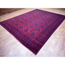 Load image into Gallery viewer, 9&#39;10&quot;x13&#39; Deep And Saturated Red, Soft Wool Hand Knotted, Afghan Khamyab With Geometric Medallion Design, Oriental Rug FWR430674