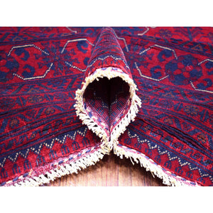 9'10"x13' Deep And Saturated Red, Soft Wool Hand Knotted, Afghan Khamyab With Geometric Medallion Design, Oriental Rug FWR430674
