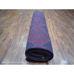 9'10"x13' Deep And Saturated Red, Soft Wool Hand Knotted, Afghan Khamyab With Geometric Medallion Design, Oriental Rug FWR430674