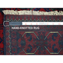 Load image into Gallery viewer, 2&#39;9&quot;x4&#39;3&quot; Deep And Saturated Red, Afghan Khamyab With Double Geometric Medallion Design, Shiny Wool Hand Knotted, Oriental Rug FWR430680